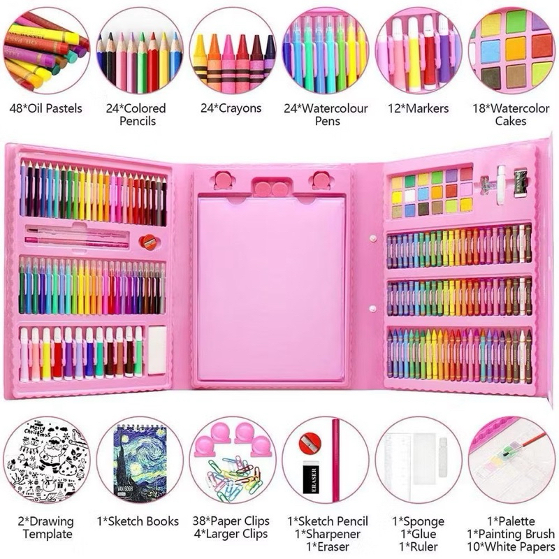 

Jual Produk Crayon Mewarnai ART set 150pc 208pc / krayon Art set pensil menwarnai anak anak ''
