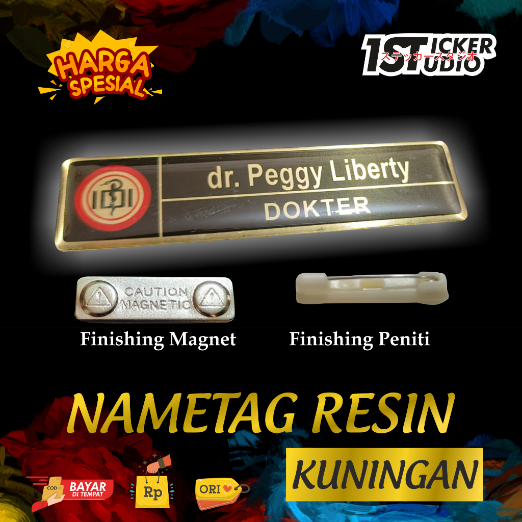 

1StickerStudio Nametag Resin Custom Kuningan Bed Nama