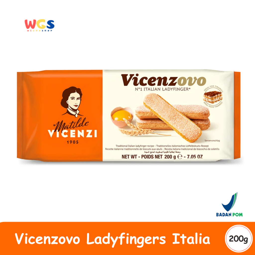 

Vicenzovo Ladyfingers Italia 200g – Biskuit Lembut Tradisional untuk Tiramisu & Aneka Dessert