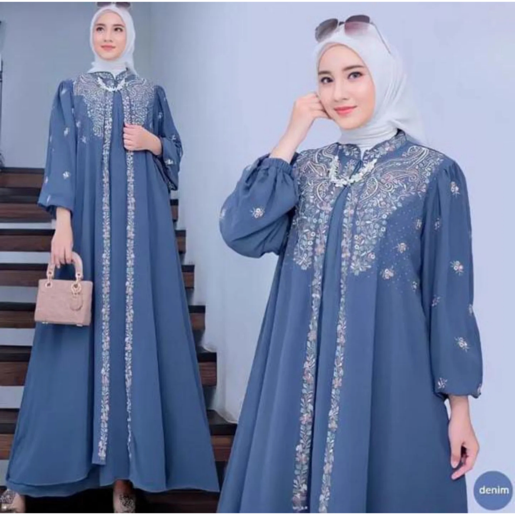 Serayu Dress Gamis Pesta Kondangan Kekinian ~ Gamis Import Remaja Dewasa Bahan Crinkle Airflow