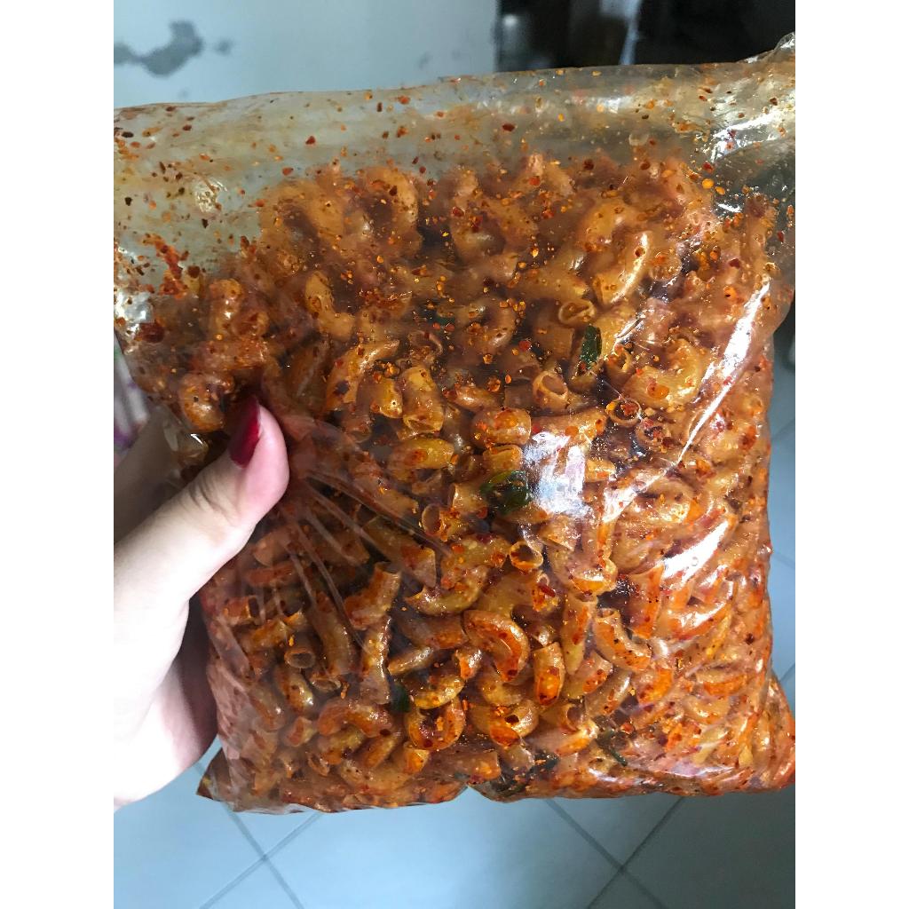 

500gram makaroni cikruh bumbu pedas daun jeruk kriuk kress cemilan viral