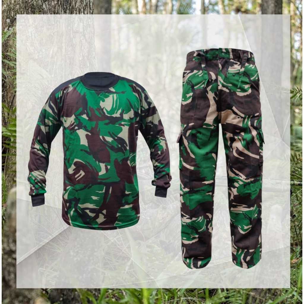 Setelan PDL Loreng TNI - Satu Set Celana Panjang dan Kaos Lengan Panjang yang Nyaman dan Tangguh