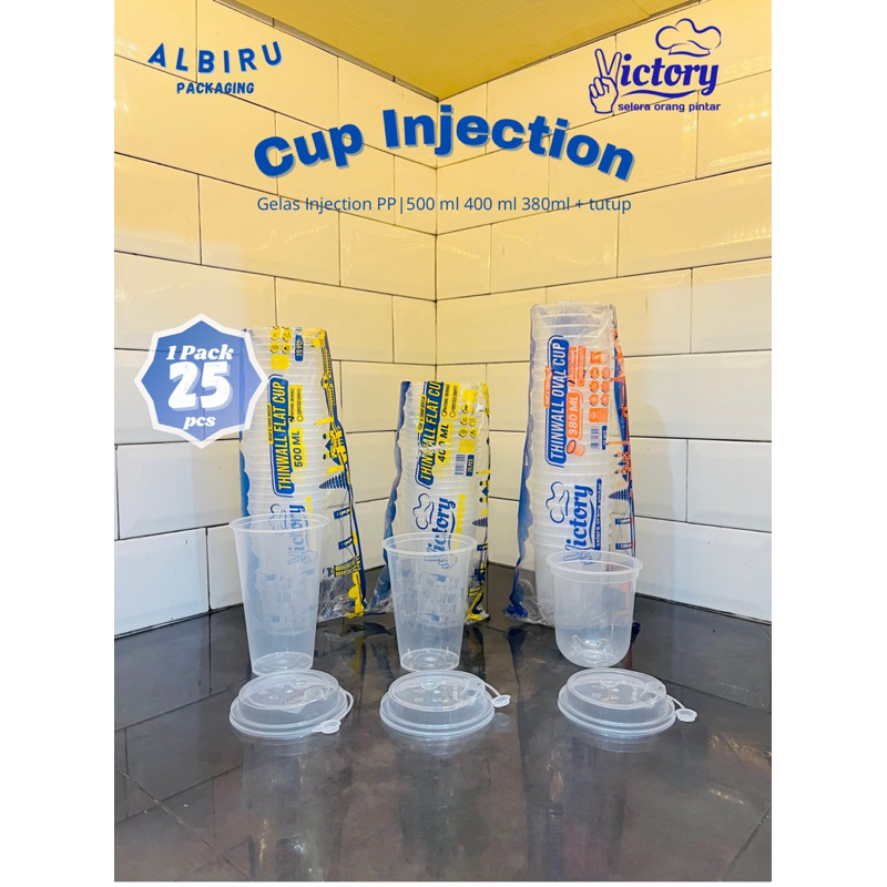 (CUP INJECTION) Gelas Plastik Boba Kopi Plastic Cup PP Injection Tebal Foodgrade 14Oz 16Oz 12Oz 400 