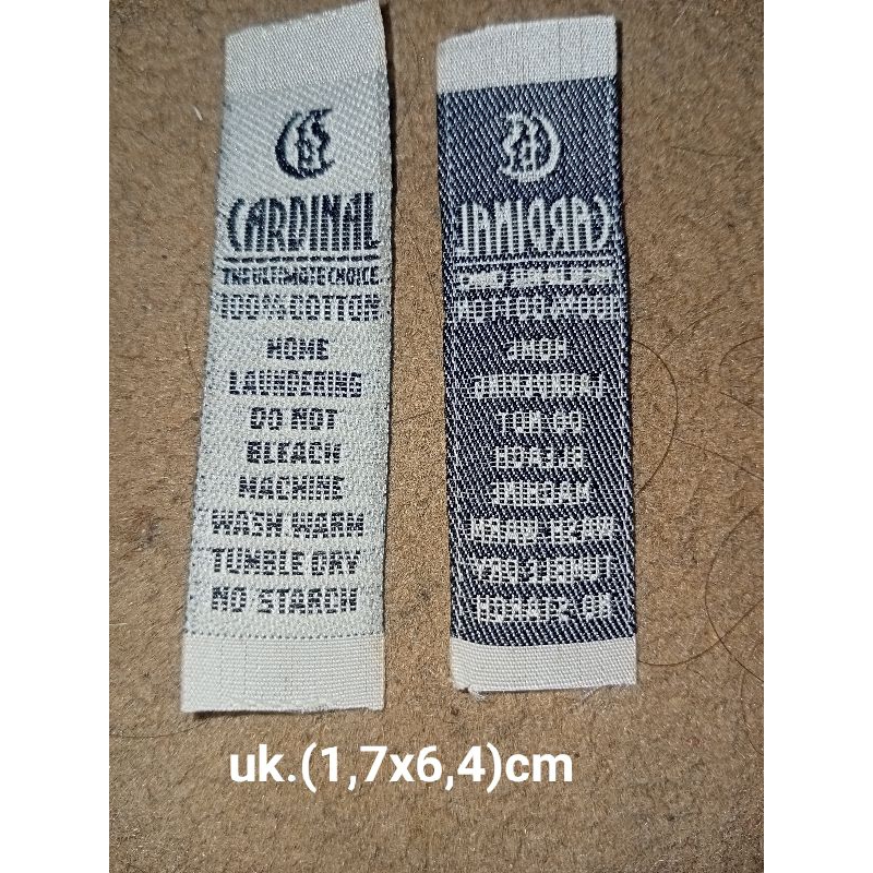 

label merek brand label (main wash misc) tag cardinal