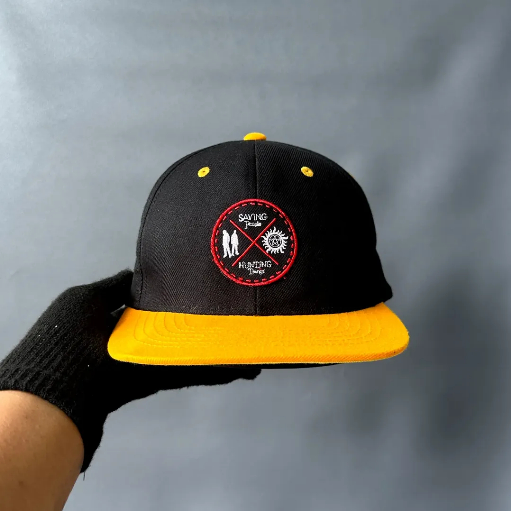 Topi Snapback Unisex Pria Wanita MQUM Hitam