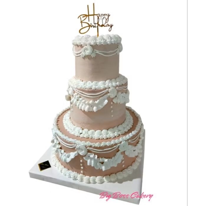 

VINTAGE WEDDING BIRTHDAY 3 TIER CAKE KUE ULTAH TINGKAT