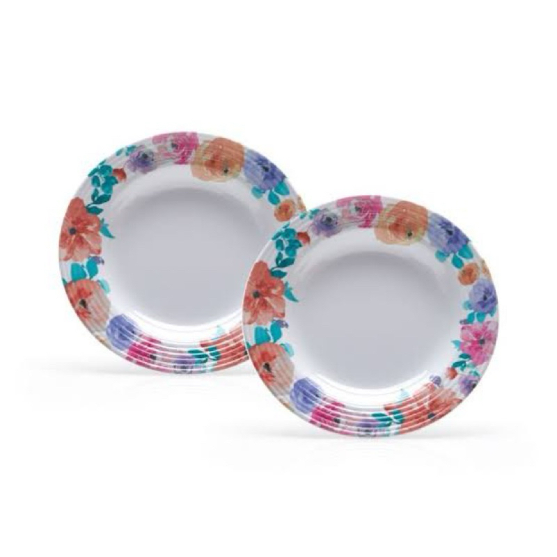 2 Pcs magnolia dining plate 230 ml tupperware - piring melamine tupperware