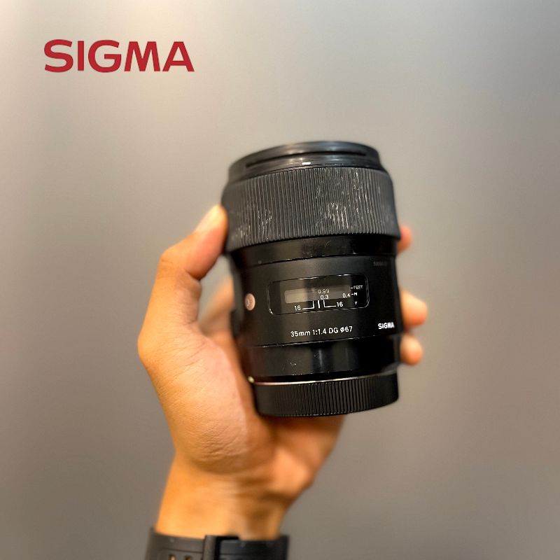 Lensa Sigma 35 mm f1.4 dg for Canon second Full set ori