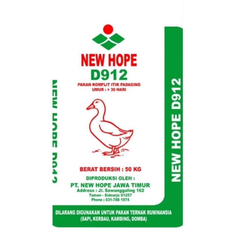 Pakan jadi itik pedaging NEW HOPE D912 kemasan 50kg