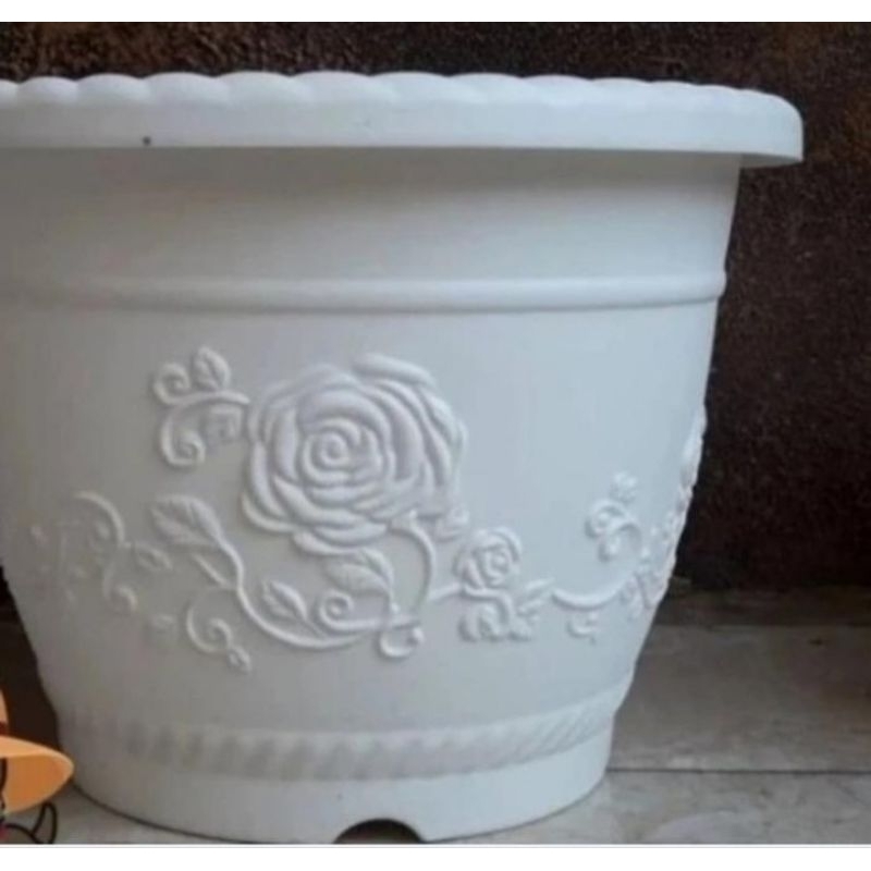 pot plastik shalom putih dan flora putih diameter 25,35,40 cm