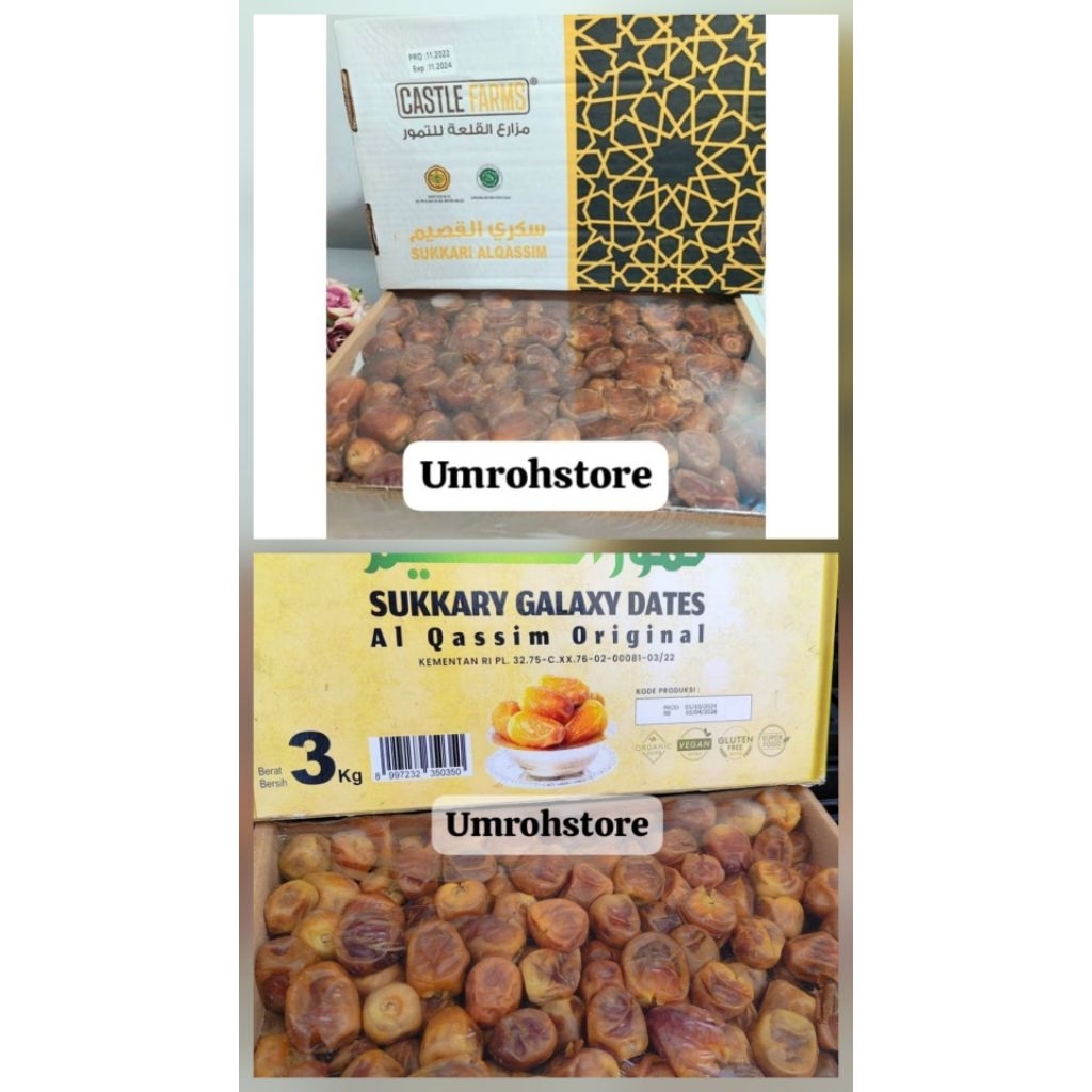 Kurma Sukari Premium Castle Farms dan Sukari Galaxy min 3,3 Kg Kurma Raja Sultan