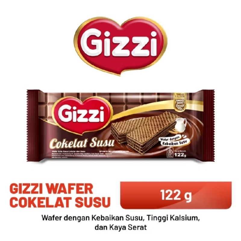 

(Beli 2 Gratis 1)Gizzi Wafer Coklat Susu 122g