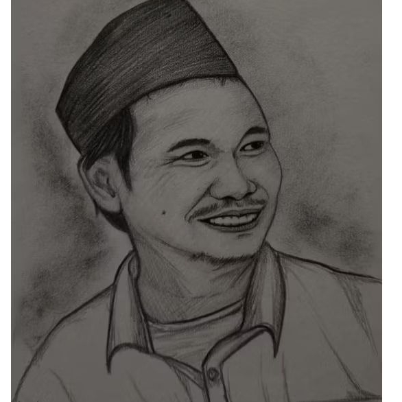 Sketsa hitam putih tanpa bingkai ukuran a4