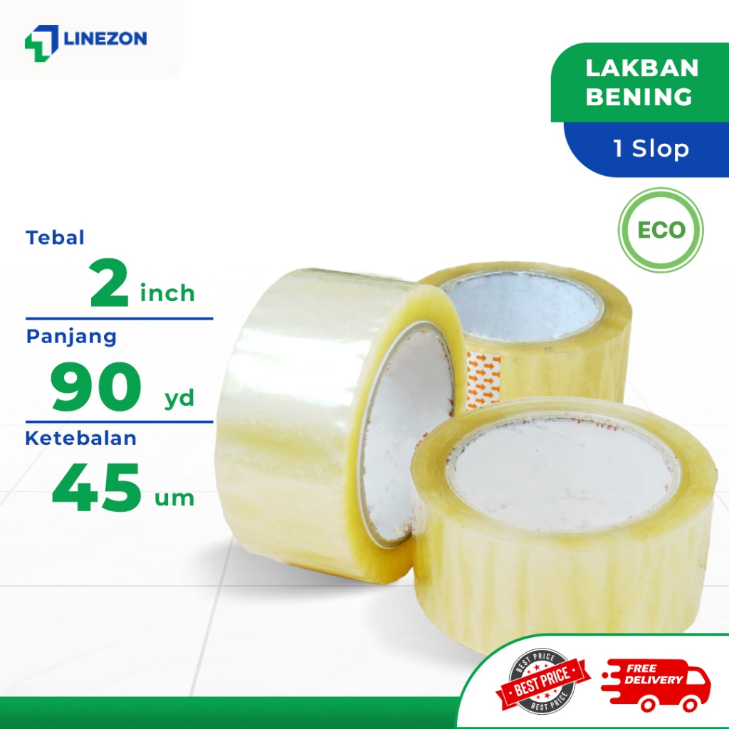 

FLASH SALE 1 Pcs Lakban Bening 45 MM X 90 Yard ECO Lakban isolasi Merk Online Tape Kualitas Daimaru