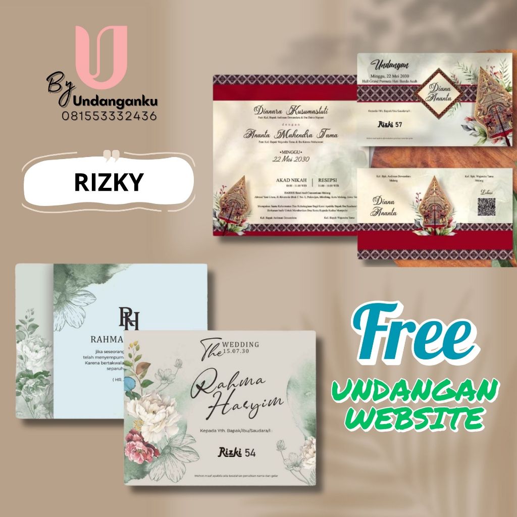 UNDANGAN PERNIKAHAN CETAK | UNDANGAN AESTHETIC FLORAL | UNDANGAN TEMA RIZKY | UNDANGAN PERNIKAHAN CE