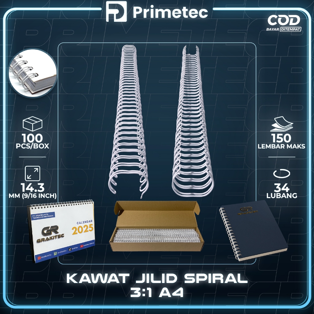 

InJO Ring Kawat Spiral Jilid Spiral A4 3:1 34 lubang Primetec