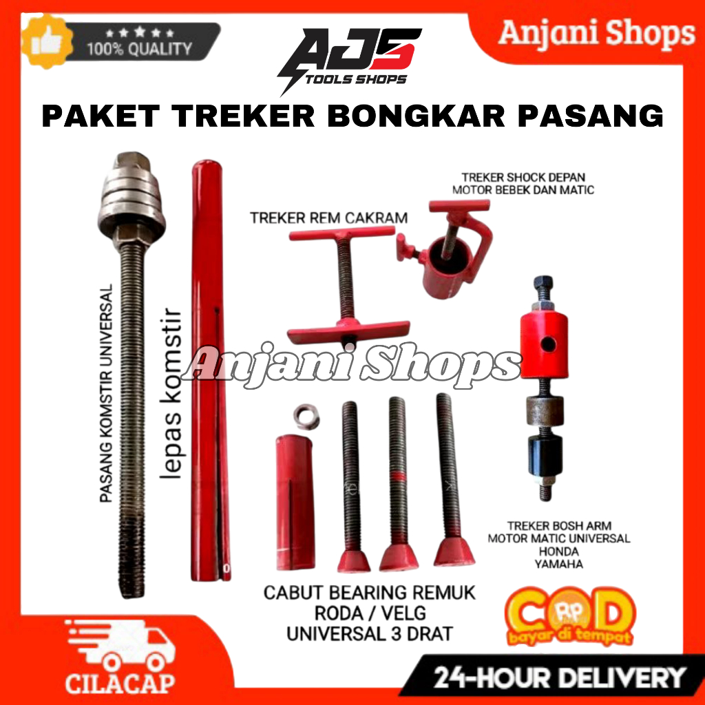 Paket Treker Bongkar Pasang Komstir Universal Treker Cabut Bearing Remuk Roda Universal Treker Bosh