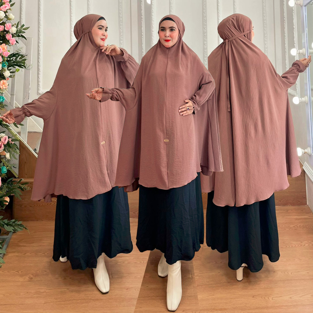 TERBARU Hijab Syari Berlengan Non Pet Kode AZAHRE Bahan Kringkel Premium By Ory AjeZas Collection