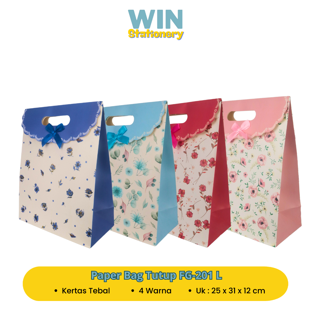 

Paper Bag Tutup Pita Tas Hadiah Tas Belanja Motif Bunga Karton Tebal FG-201 L