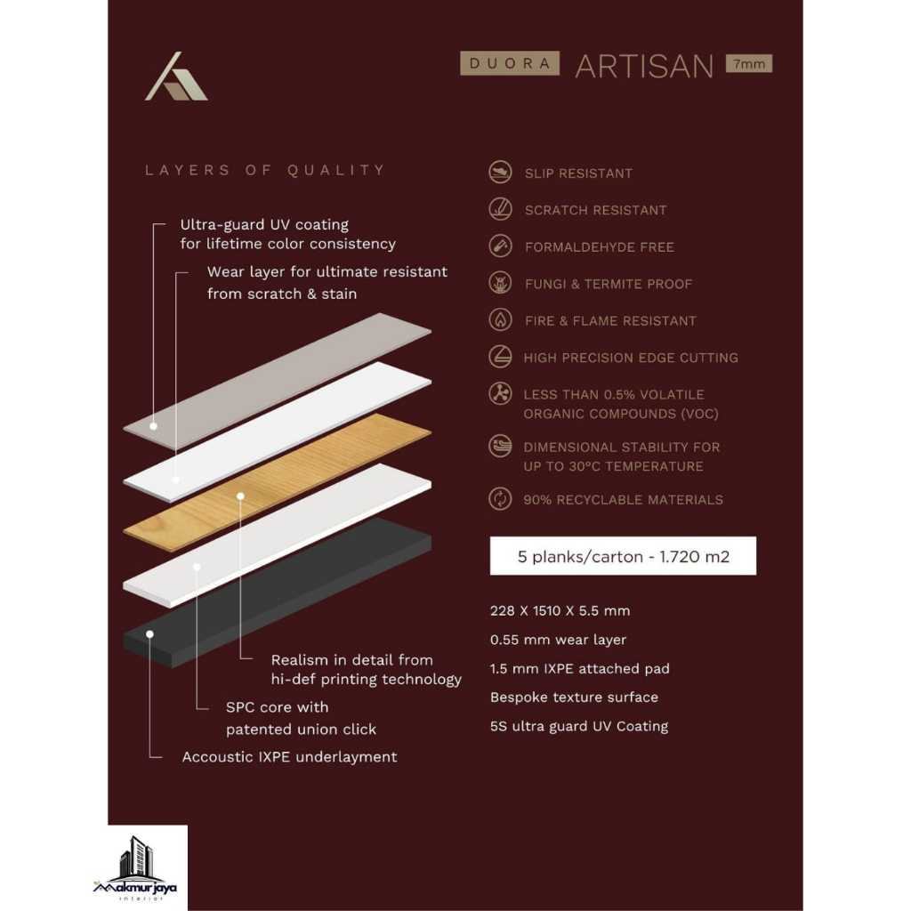 SPC ALMAFLOR 7mm motif kayu duora artisan