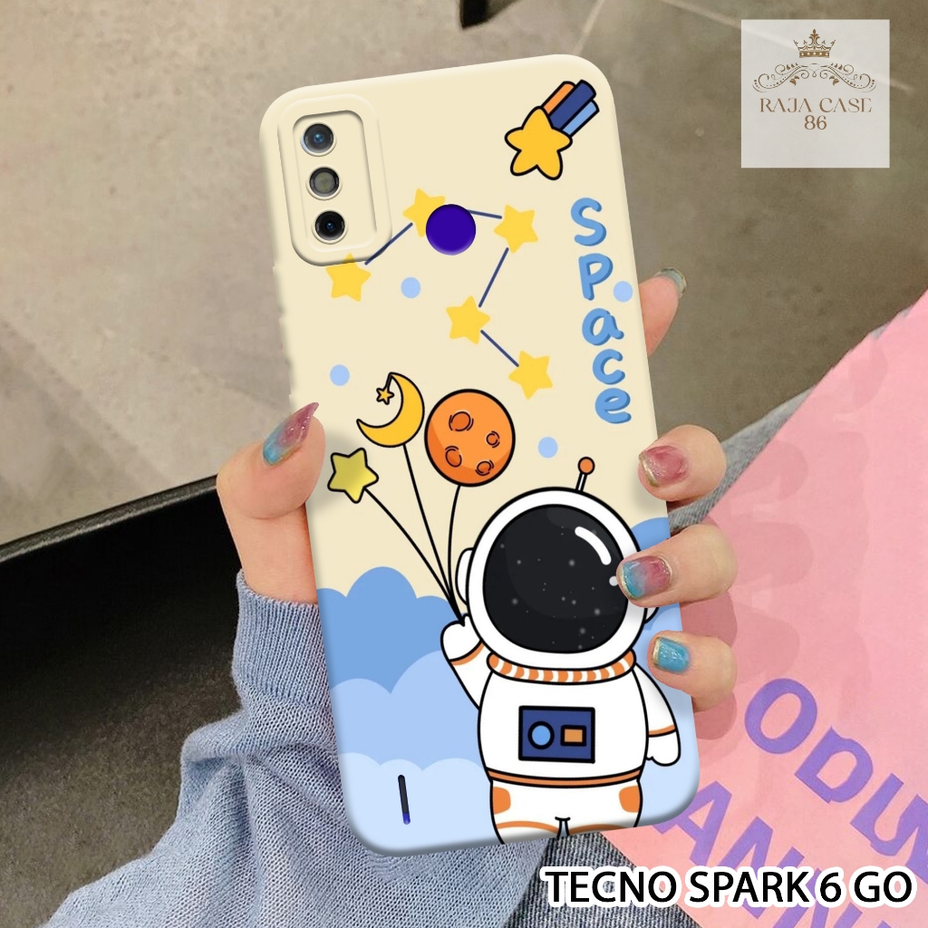Softcase Tecno Spark 6 Go - Rajacase - Case Tecno Spark 6 Go - Motif Case Astronot - Case Tecno Spar