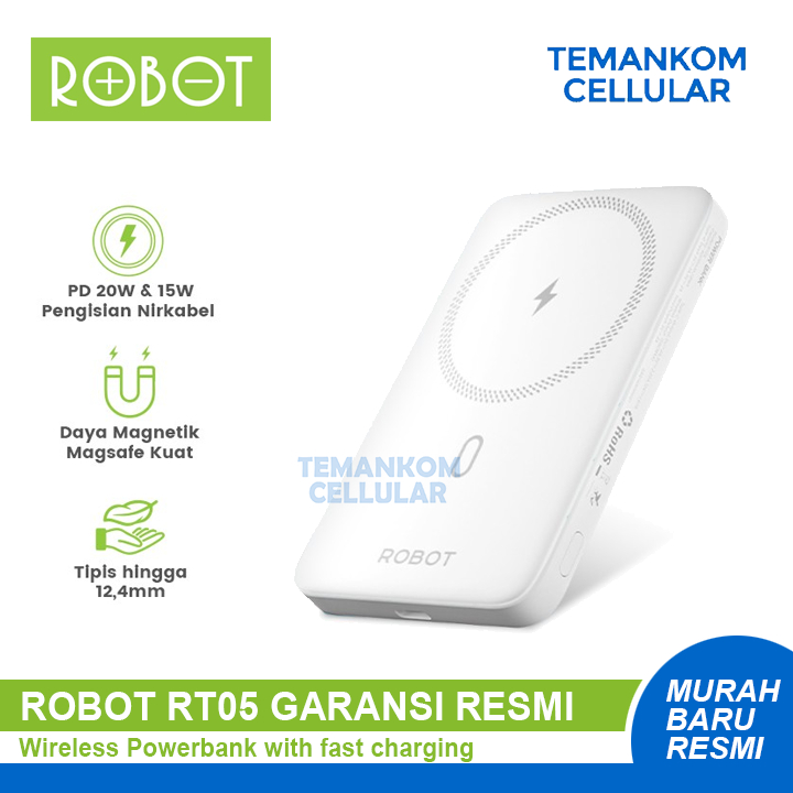 Powerbank ROBOT RT05 For iphone apple 5000mah wireless MAGSAFE 20W 5000 MAH GARANSI RESMI