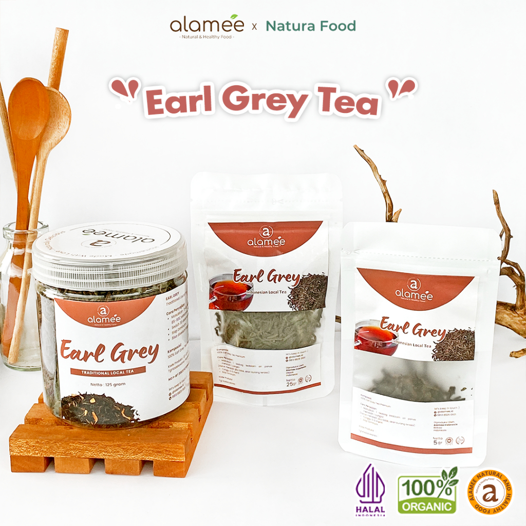 

ALAMEE Teh Bunga Earl Grey Black Tea Alami Organik Dried Leaf Premium