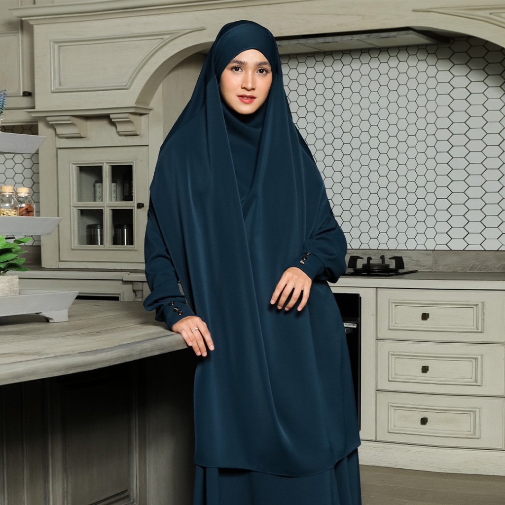 Lozy Hijab - Sabiya French Khimar Lozy X Cut Syifa (Jilbab Syari Cadar Haji dan Umrah Cooltech)