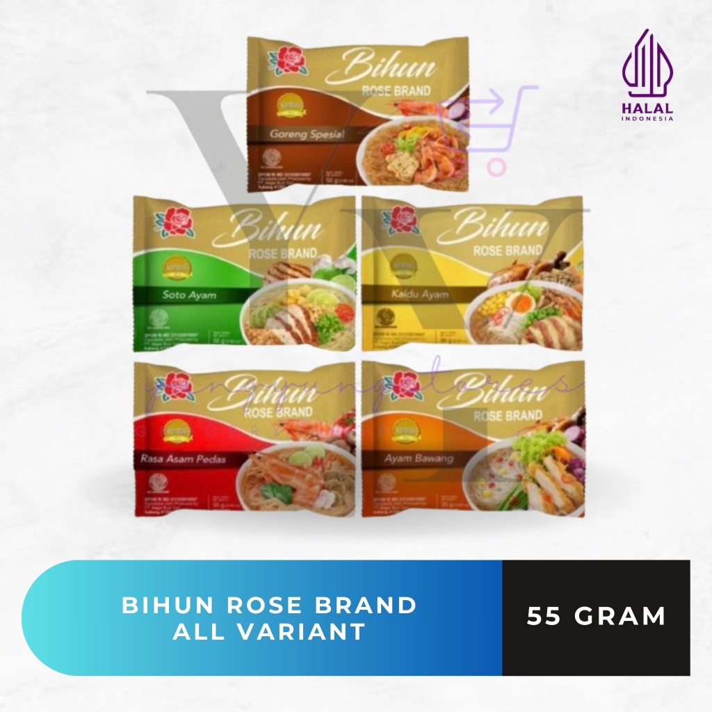 

Rose Brand Bihun Instant Goreng Spesial / Soto Ayam / Kaldu Ayam / Ayam Bawang / Asam Pedas 55 gram