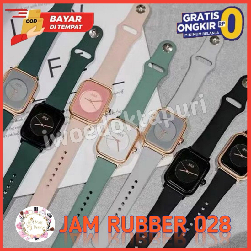 Jam Tangan Wanita Pria Couple Analog Strap Rubber Kotak Persegi Elegant Keren Kekinian 0028 Anak Rem