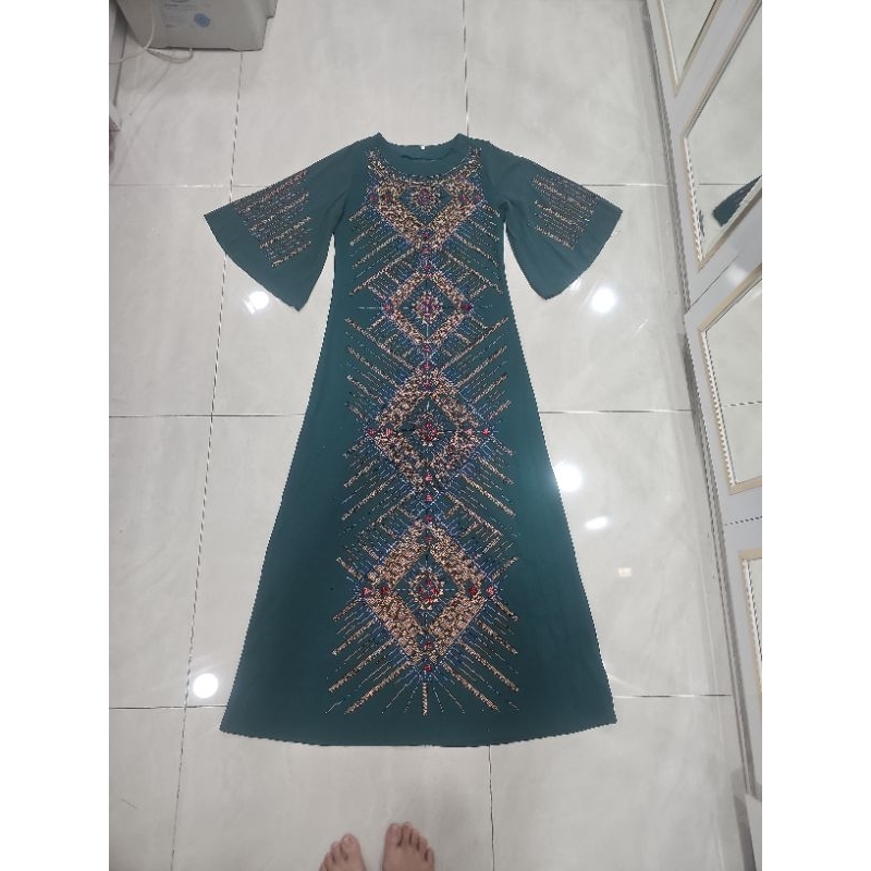 Longdress Tunik Gamis full manik2 motif wajik mewah baju pantai dress lamaran