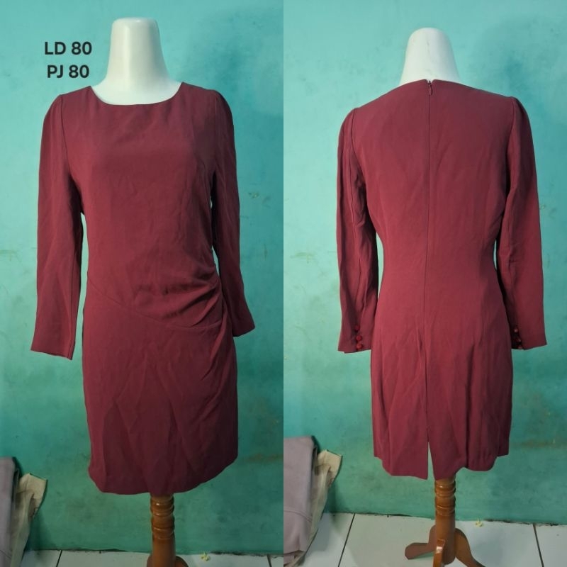 Atasan Tunik Lengan Panjang Maroon