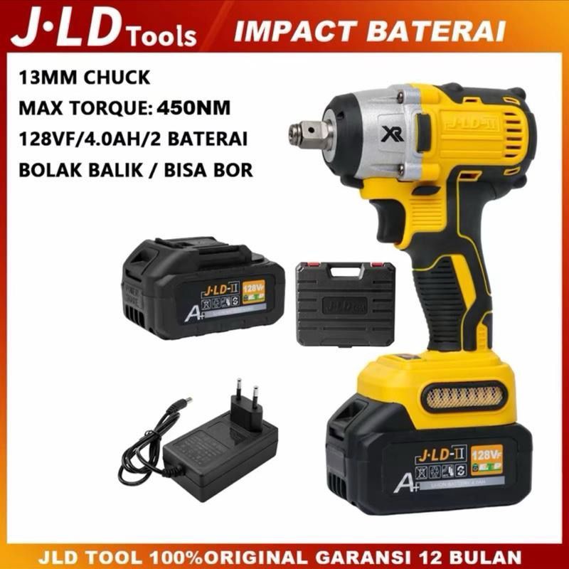 JLD II 128VF Impact Wrench 450NM Brushless Cordless Impact Driver for Cars and Motorcycles