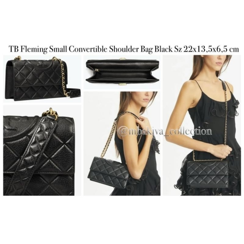 TB Fleming Small Convertible Shoulder Bag Black