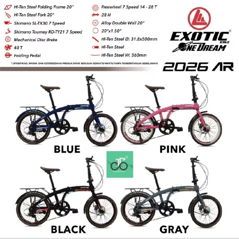 Sepeda Lipat 20" Exotic 2026 AR TERBARU 20an (ET 2026 AR)