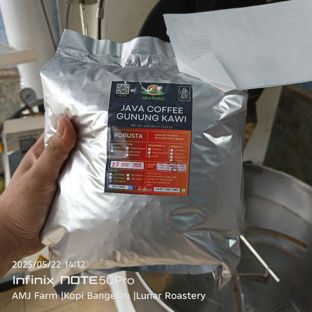 

1 Kg Roasted Bean Kopi Robusta Gunung Kawi Petik Merah / Kopi Sangrai AMJ FARM