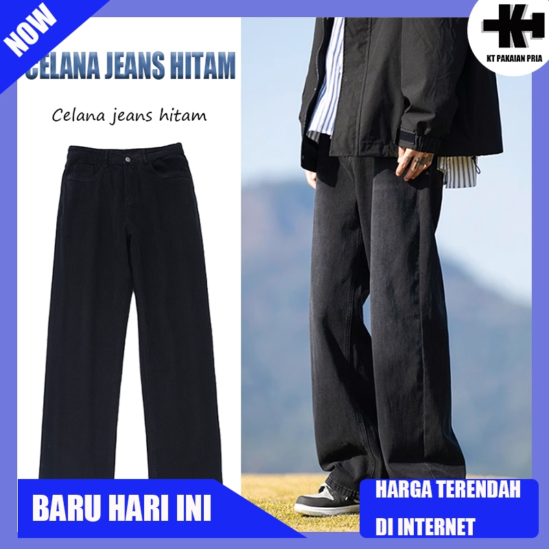 Celana jeans pria Korean loose Celana panjang pria Celana kulot pria Celana oversize pria Celana ove
