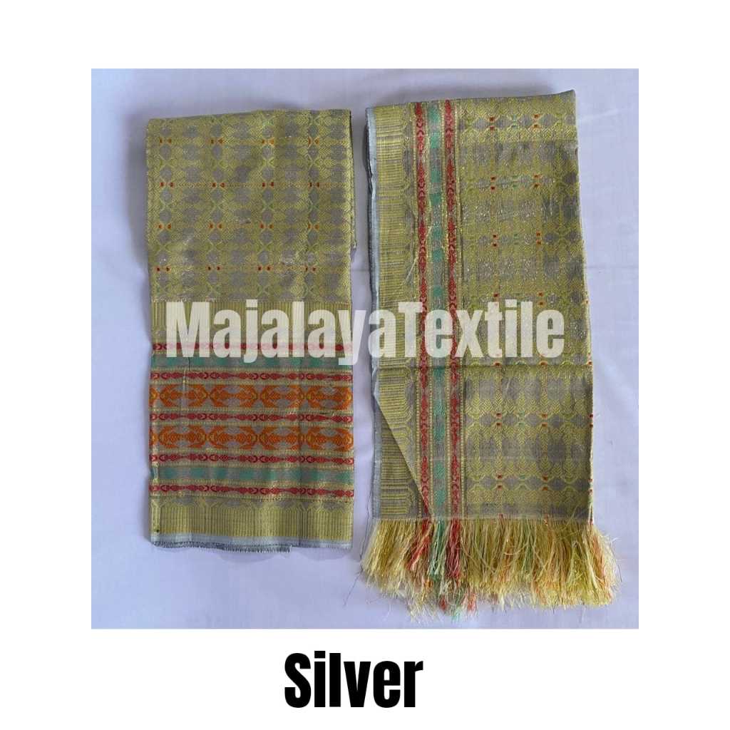 Kain Songket set selendang, kain songket Palembang, kain songket Variasi Warna Silver
