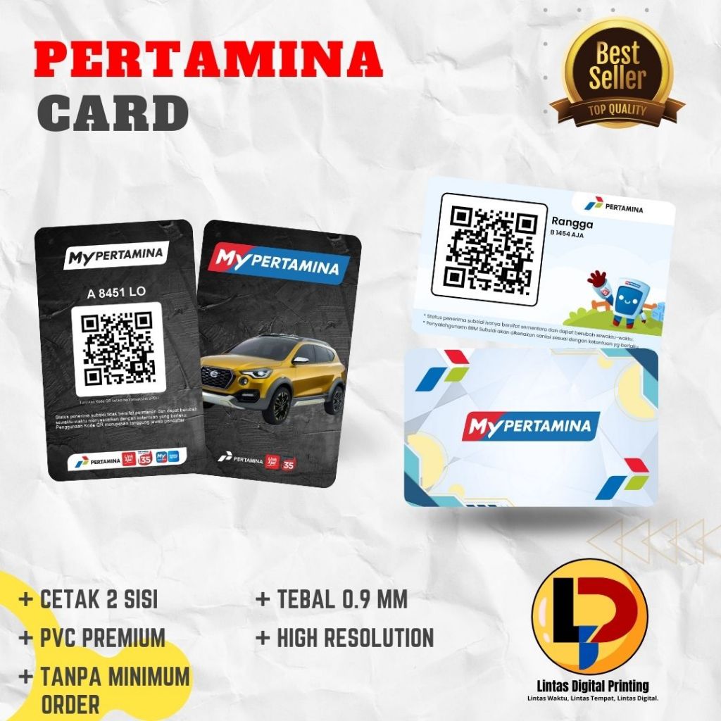 

Cetak Kartu My Pertamina bahan Pvc tebal / cetak barcode pertamina/ Custom Foto/Gambar Mobil
