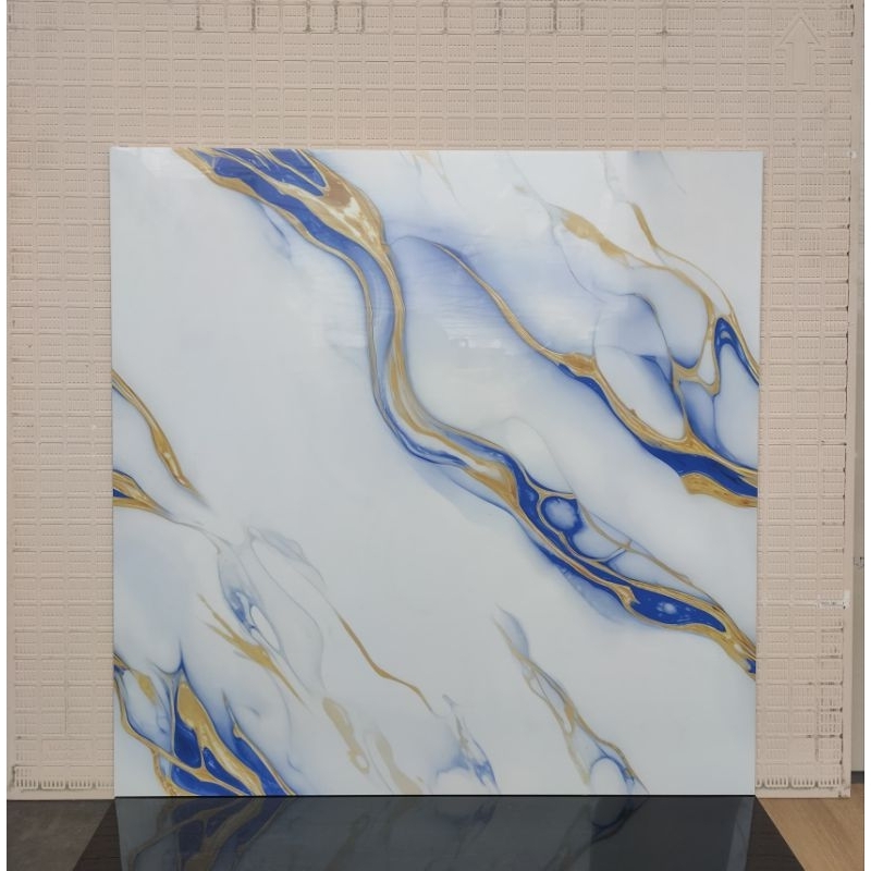 granit lantai uk 60x60 putih corak blue