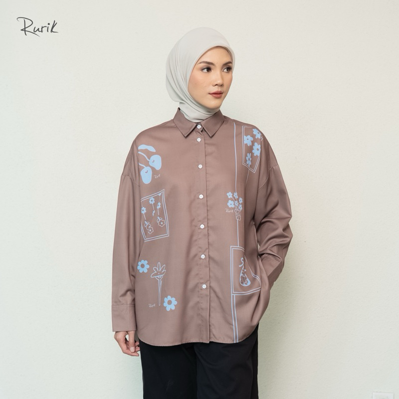 Rurik Atalya Print Shirt Kemeja Printing Wanita Oversize