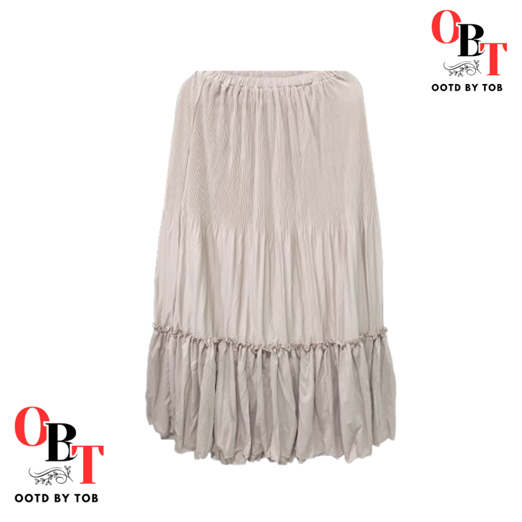 ROK SKIRT PLISKET CLARA- ROK PLISKET PREMIUM - Cream