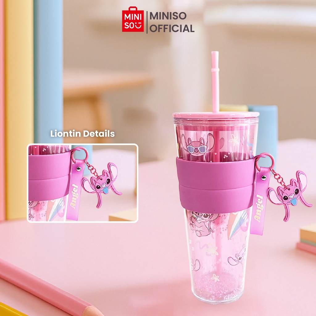 Miniso x Disney Lilo & Stitch Collection Botol Minum Plastic Tumbler with Straw 800mL