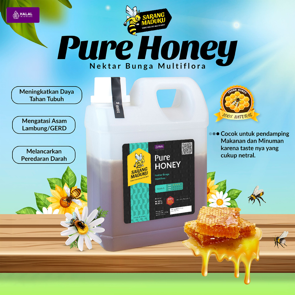 

Sarang Maduku Madu Multiflora Madu Asli Madu Murni Madu Asli 100% Tanpa Campuran Raw Honey - Madu
