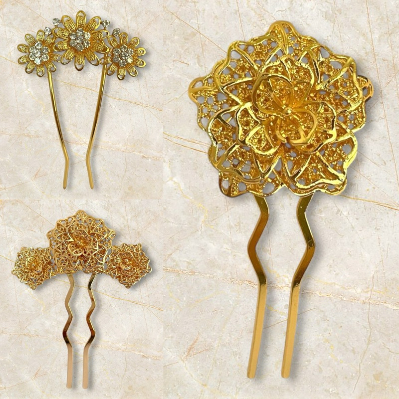 Murah Tusuk Sanggul Gondang 3 5 7 9 Warna Emas Bahan Logam Replika Emas / Tusuk Rambut Adat Gondang