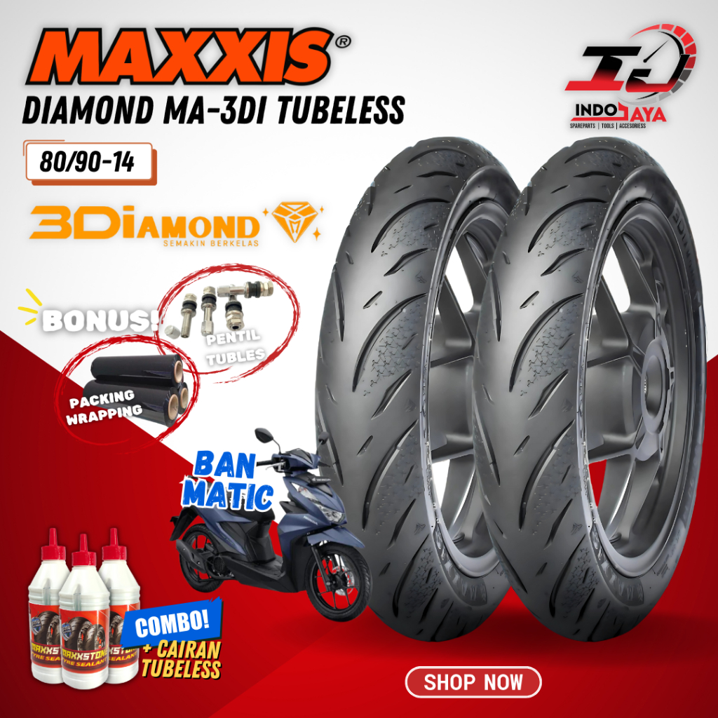 [PRODUK TERBARU] BAN MAXXIS DIAMOND MA-3Di TUBELESS RING 14 ( 80/90-14 ) BAN MOTOR DEPAN BELAKANG MA