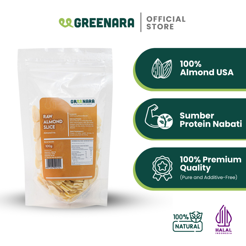 

Greenara - Kacang Almond Iris 100gr / Almond Sliced