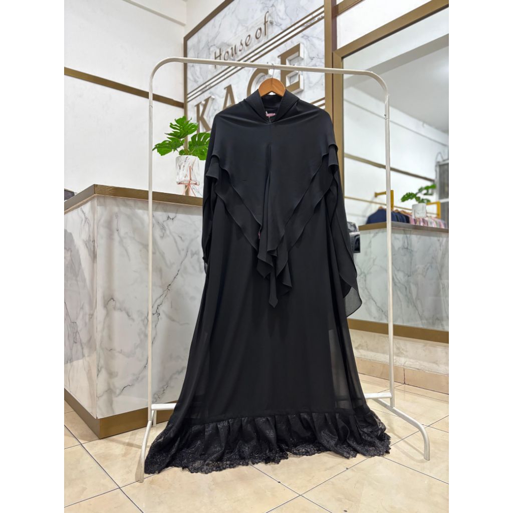 Gamis set Khimar syar'i bahan Ceruti premium