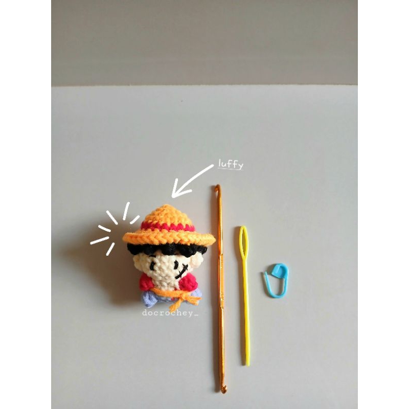 Amigurumi One Piece Luffy | Luffy One Piece Keychain | Gantungan Rajut Lucu One Piece