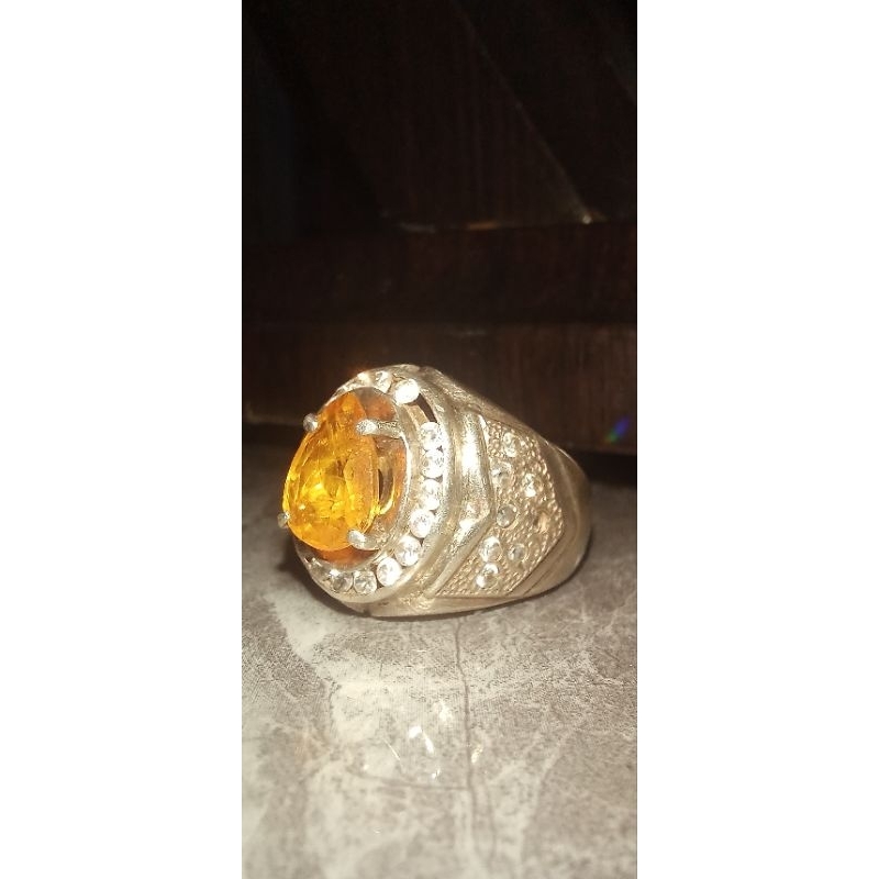 Yellow Sapphire - Ring Perak (Micro Setting)